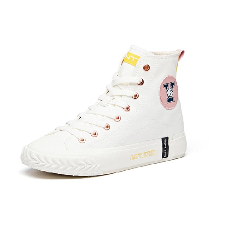 YELU X Anta Non Slip Lightweight High Top Canvas Shoes Women's Milk White 122028650-8