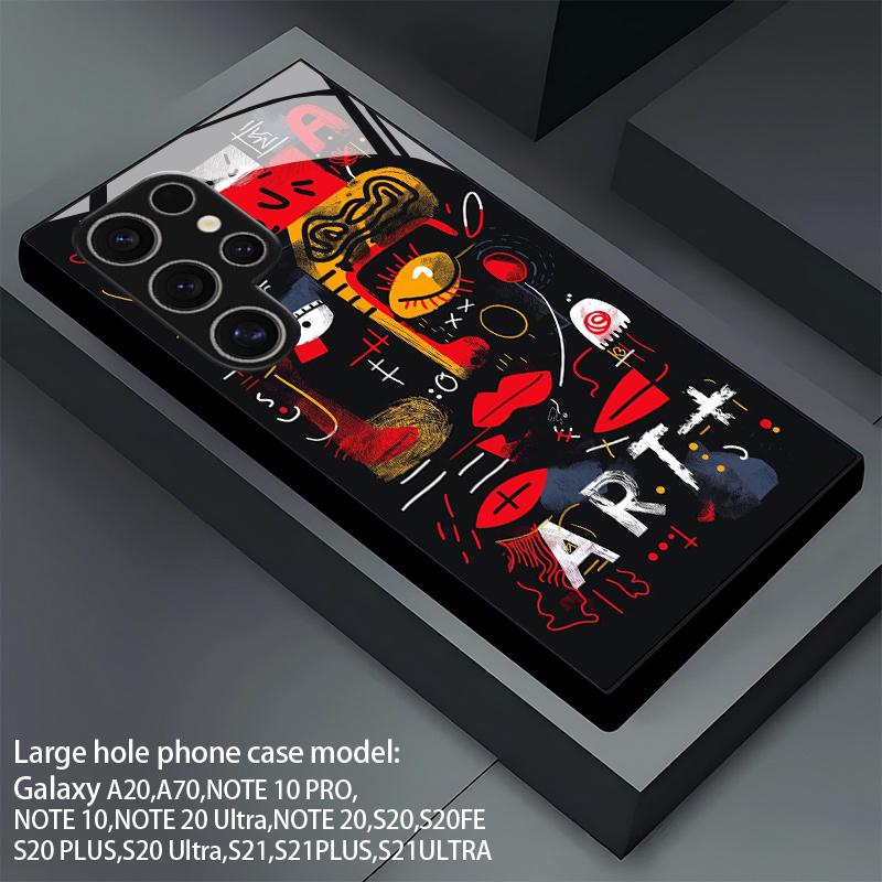 Husa de telefon 2D cu model Doodle Art pentru Samsung S26 S25 S24 S23 S22 S21 S20 A56 A55 A36 Husă de protecție din sticlă securizată