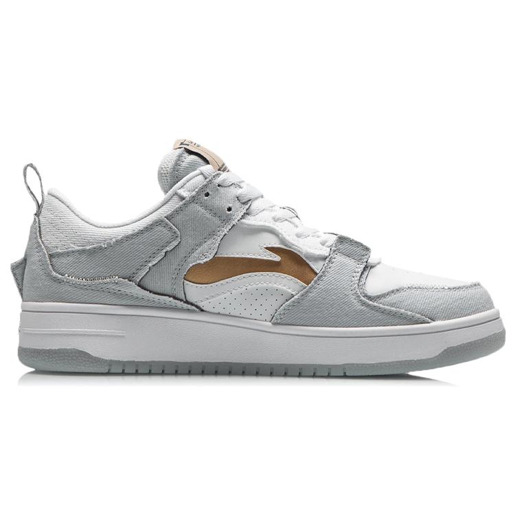 New LiNing Layer Pro Coverage Warm Slip Resistant Low Top Skateboard Shoes Men's White Gray AGCR313-5