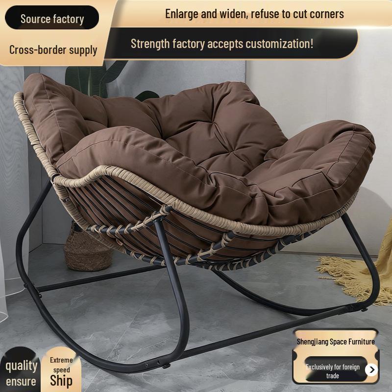 Rattan Bird's Nest Rocking Chair: Lazy Double Seater for Balcony & Leisure