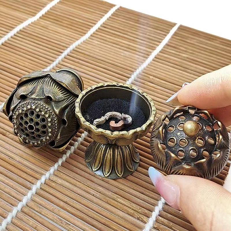 Alloy Lotus Incense Burner Lotus Incense Censer Archaic Copper Sandalwood House Furnishings Home Office Decoration