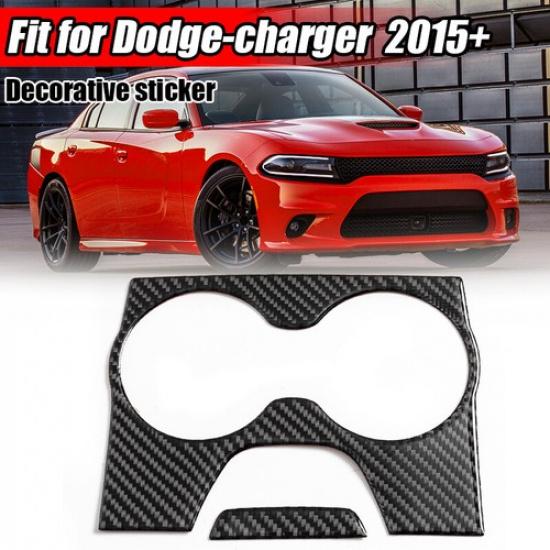 Carbon Fiber Rear Water Cup Holder Cover Molding Trim For Dodge Charger 2015-21