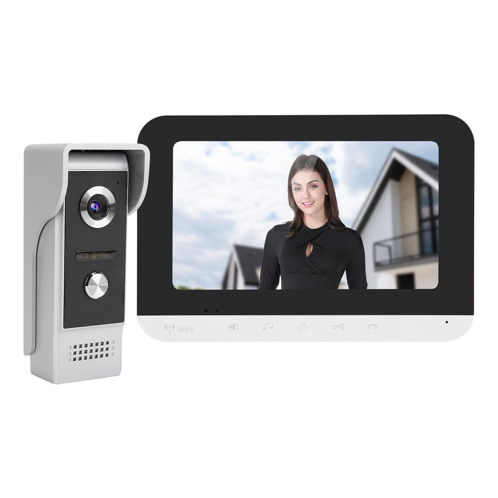 Video Doorbell 7in TFT LCD Intercom Doorphone Wired Wifi Remote Unlocking Monitor
