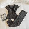 Women's Modal Pajama Set: Short-Sleeved with Built-in Bra, Includes Shorts and Long Pants for Spring/Summer