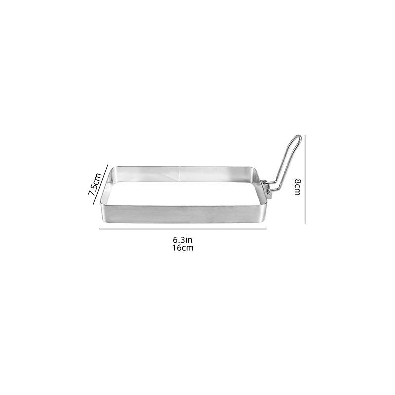 

Stainless Steel Fried Egg Egg Cooking Model For Breakfast Sandwich Crumpets With Handle Muffin Omelette Rectangular Non Sticky 16CM