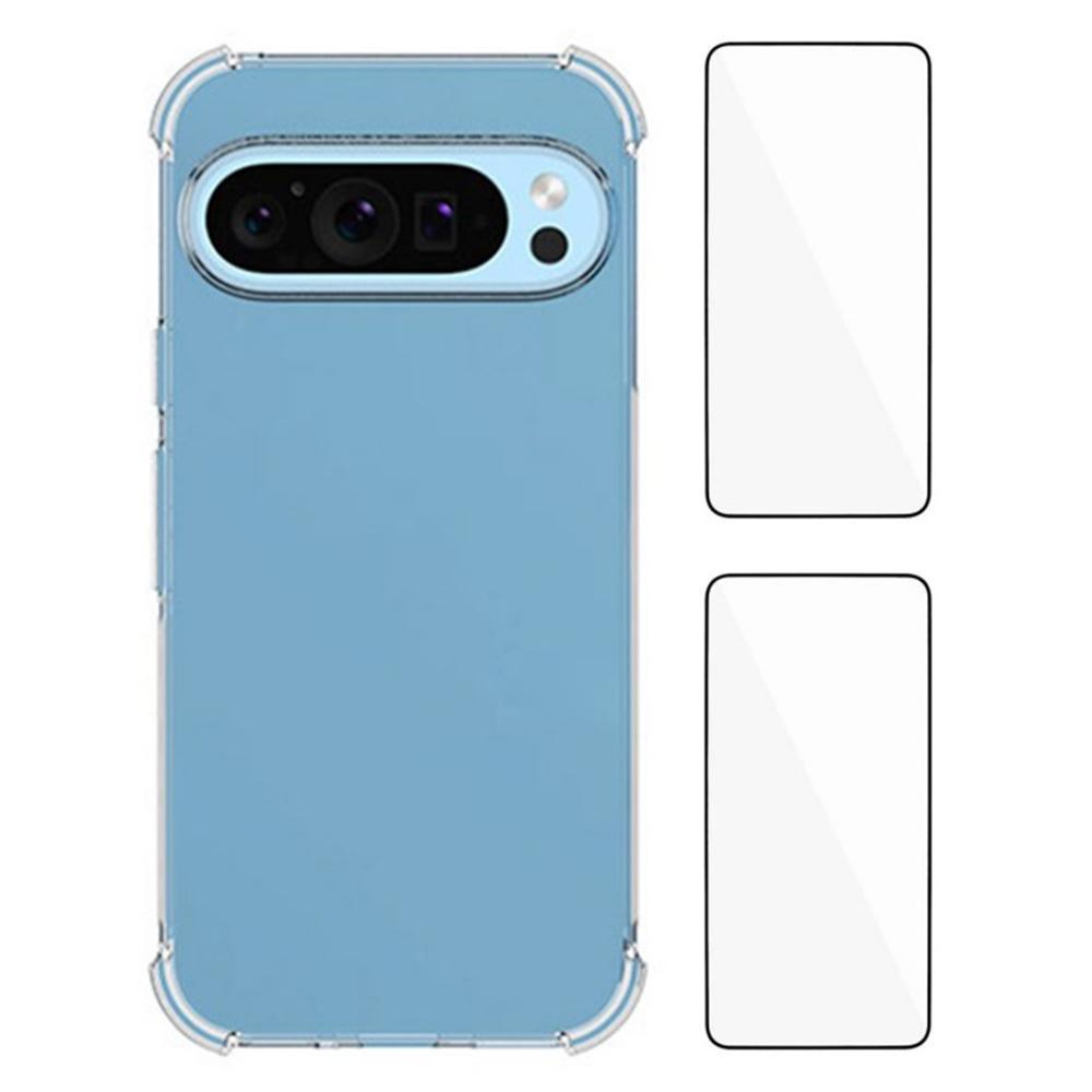 

Чохол WANLONFENG WL2 Series для Google Pixel 9/9 Pro з 2 шт. захисних плівок із загартованого скла 2,0 мм ТПУ чохол для телефону (Великий отвір для об єктива) Type A