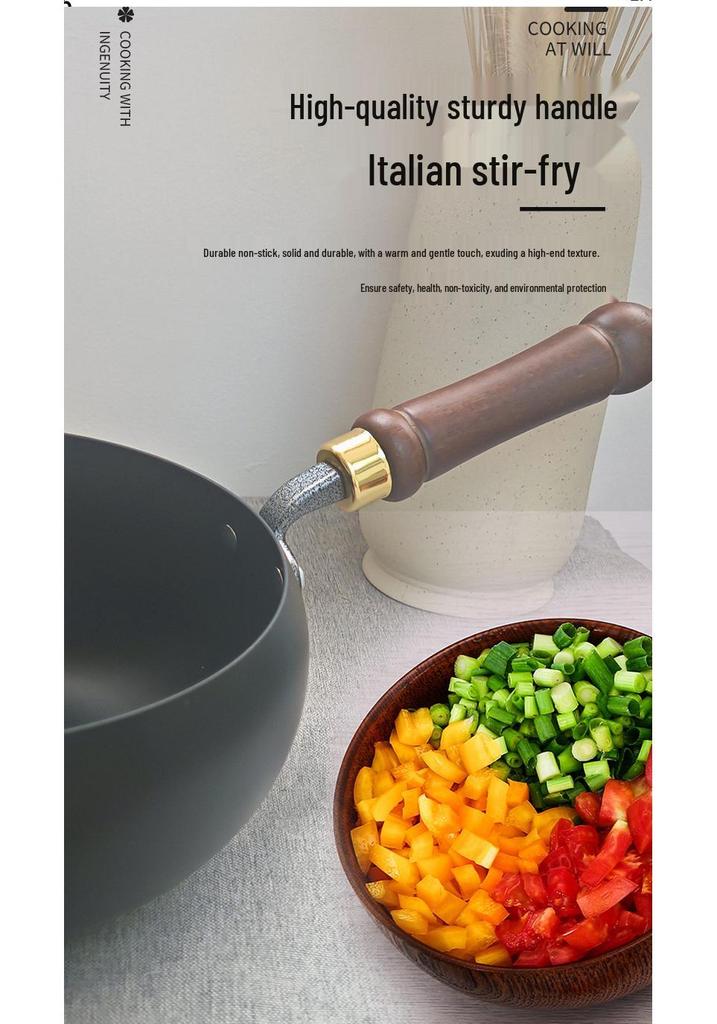 Traditional Handmade Hammered Iron Stir-Fry & Milk Pan - Non-Stick Smooth Surface