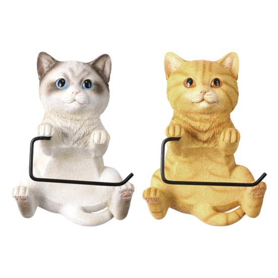 Wall-Mounted Toilet Paper Holder Tissue Roll Dispenser Realistic 3D Cat Shape Bathroom Kitchen Tissue Dispenser Rack