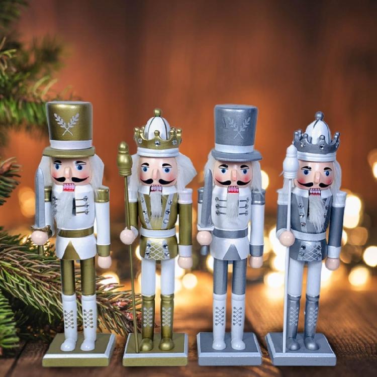 12 Inch Wooden Nutcracker Soldier King Figurine Christmas Decor for Shelve Table