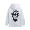 2022 autumn and winter new high street beauty tide revenge smoke skull print loose fleece hooded sweater