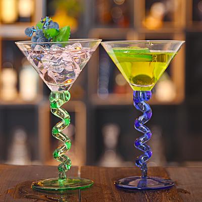 200ML Creative Martini Cocktail Glass Cup Handmade Mixed Wine Goblet Glass Colorful Spring Cup Rod Triangular Smoothie Juice Cup
