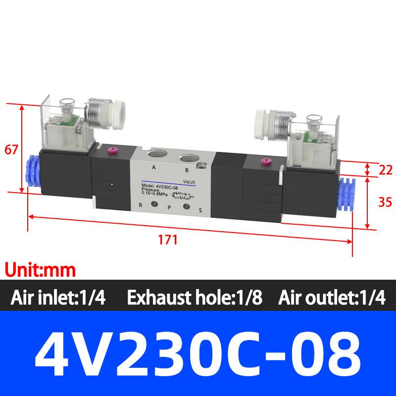 Three-position five-way solenoid valve 4V130C/4V230C/4v330C/4V430C DC24V AC220V DC12V Closed type solenoid valve Fuel System Fittings7