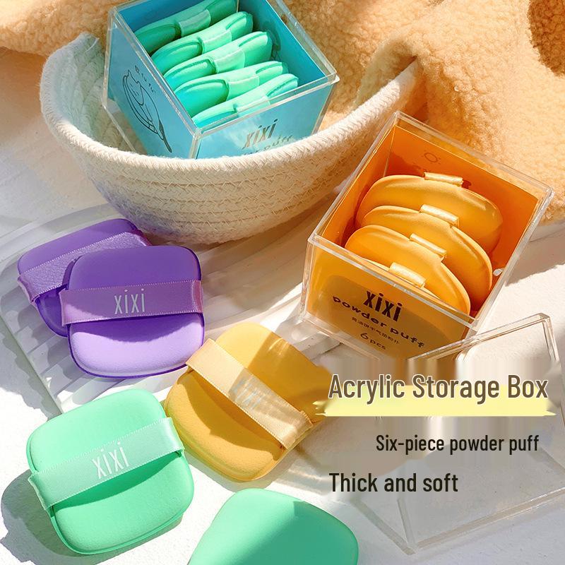 xixi Soft Macaron Cushion Puff: Expands When Wet, Adheres Well, Crease-Free Base Makeup, 6-Piece Set