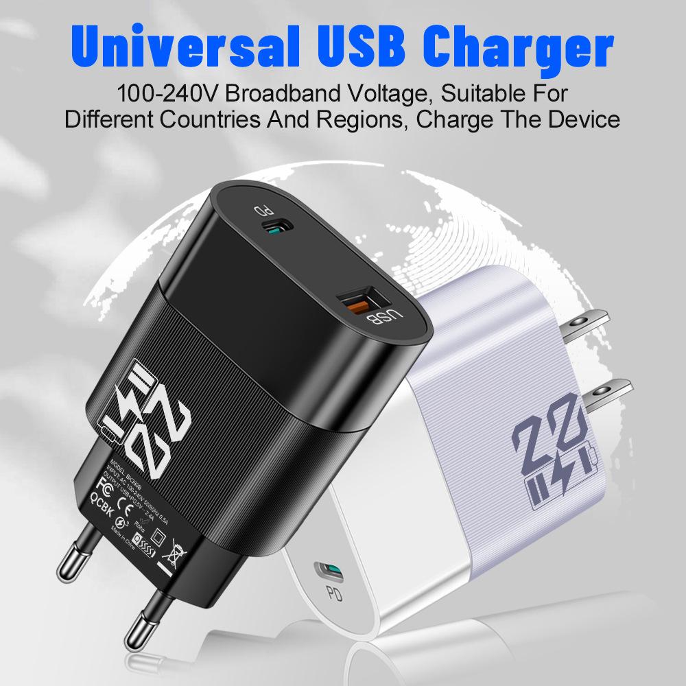 2.4A Dual USB Charger: 2-Port Mobile Charger Head, US/EU/KR/UK Compatible