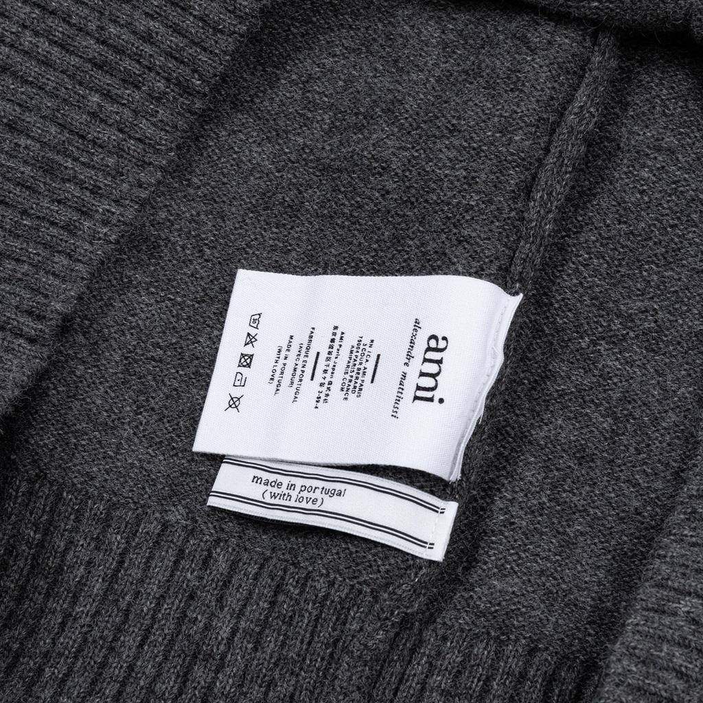 AMI Men's Autumn and Winter New Product Love Alpaca Wool Blended Soft and Sticky Knitted Cardigan Round Neck Cloud Sweater Pocket Coat