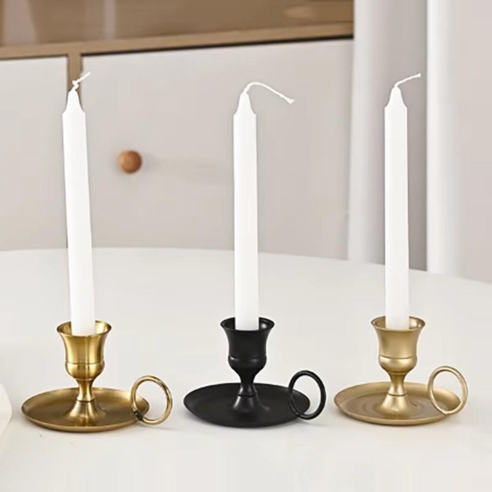with Handle Candle Holder Metal Candle Cup Retro Candlestick  Desktop Adornment