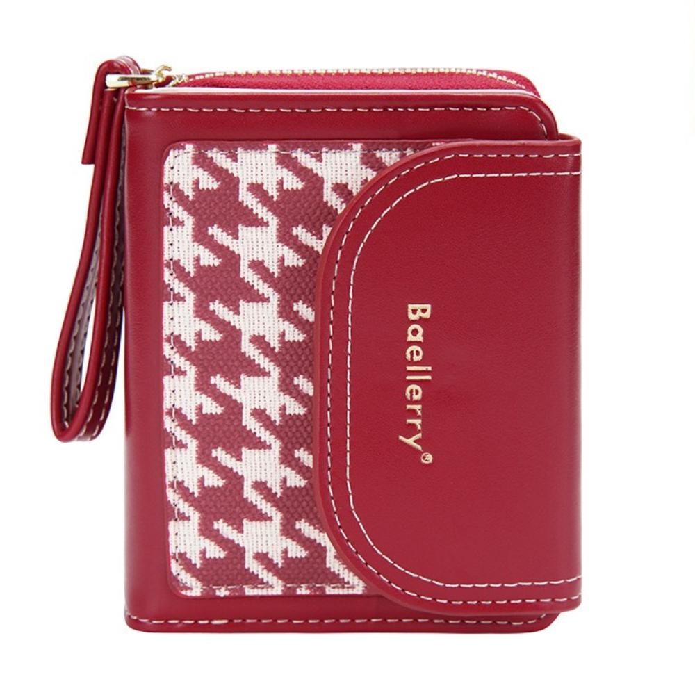 

Korean Style Plaid Coin Pouch Multi-card Slot Credit Card Holder Trendy Women s Small Wallet Women вино красного