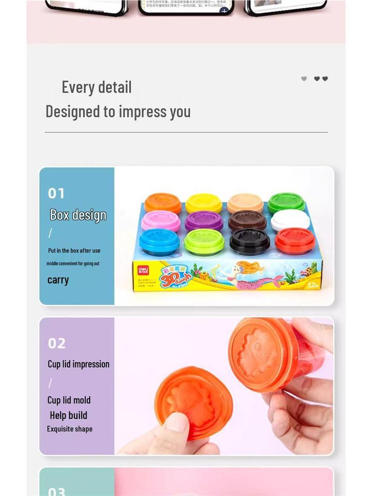 12-Color Food Grade Odorless Modeling Clay Set for Kids