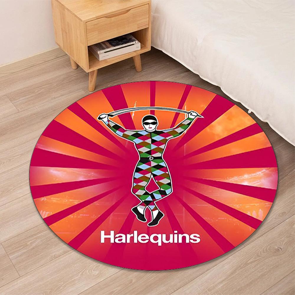 Harlequins Rugby Printed Round Rug Carpet Chair Rug Area Rug Entryway Doormats,for Office Chair Living Room Bedroom Kitchen Room.