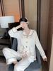 Ice silk pajamas women's 1011 autumn new simple clothes high-end can be worn outside loungewear long-sleeved thin pajamas autumn and winter