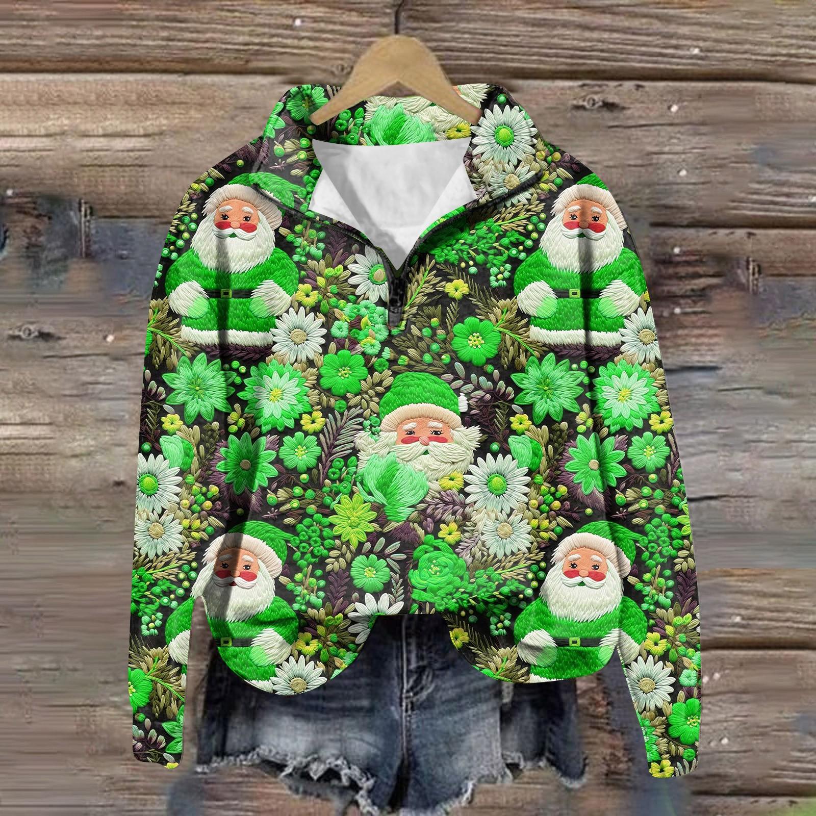 

Рождественские толстовки для женщин, милый рождественский свитшот с 3D графическим принтом, большой пуловер на молнии с длинными рукавами и круглым вырезом, топы XXXL