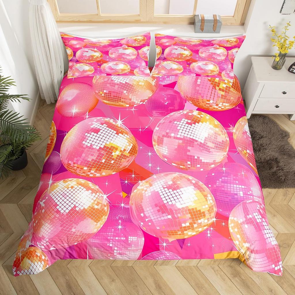 Colorful Love Heart Comforter Cover Queen Pink Black Bedding Set Romantic Duvet Cover Valentine's Day Quilt Cover with Zipper