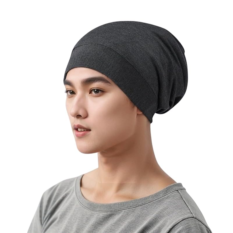 

[RUNQIU] night cap men s knit hat mens ladies hair cap tencel beautiful hair Friction reduction scalp moisturizing shiny hair For sleeping size