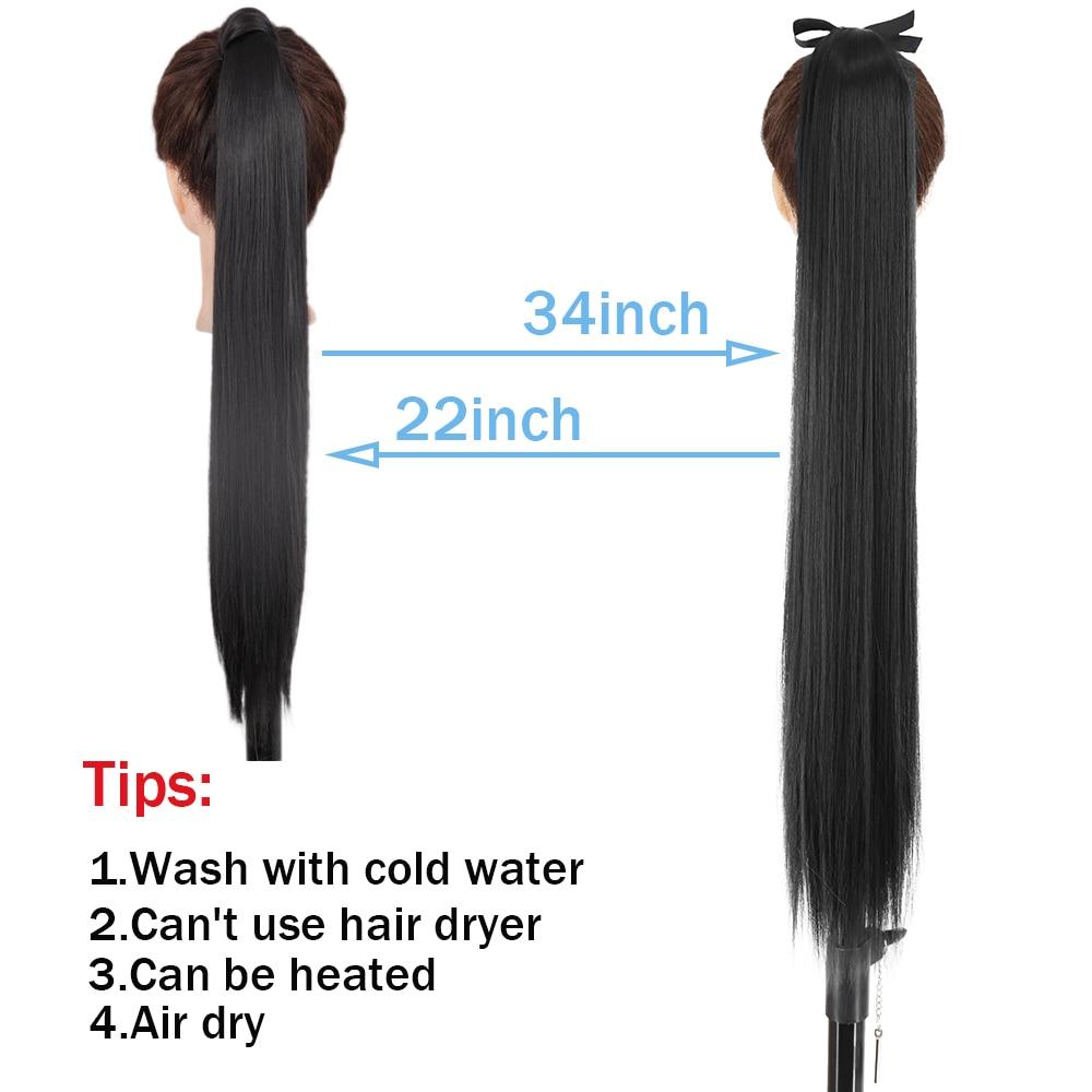 XINRAN Peluca de Cola de Caballo Recta Super Larga para Mujer Colorida Lazo Velcro Extensiones de Cabello Sintético Resistente al Calor Cola de Caballo