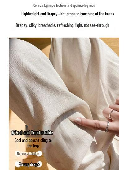 Women's Wide-Leg Lyocell Pants - 2026 Summer Breathable Tencel Linen, Casual Straight-Leg Design