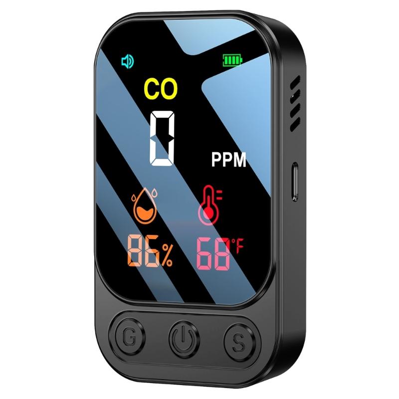 Easy Carry  Small  Carbon Monoxides Alarm with CO Temperature Humidity Detection & LED Screen ABS for Multiple Scene Use