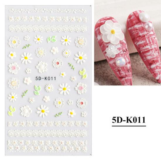 1pc 3D Nail Stickers Spring Summer Natural Flower Leaves Simulation Dried Flower Dragonfly Nail Applique Water Slides Decoration