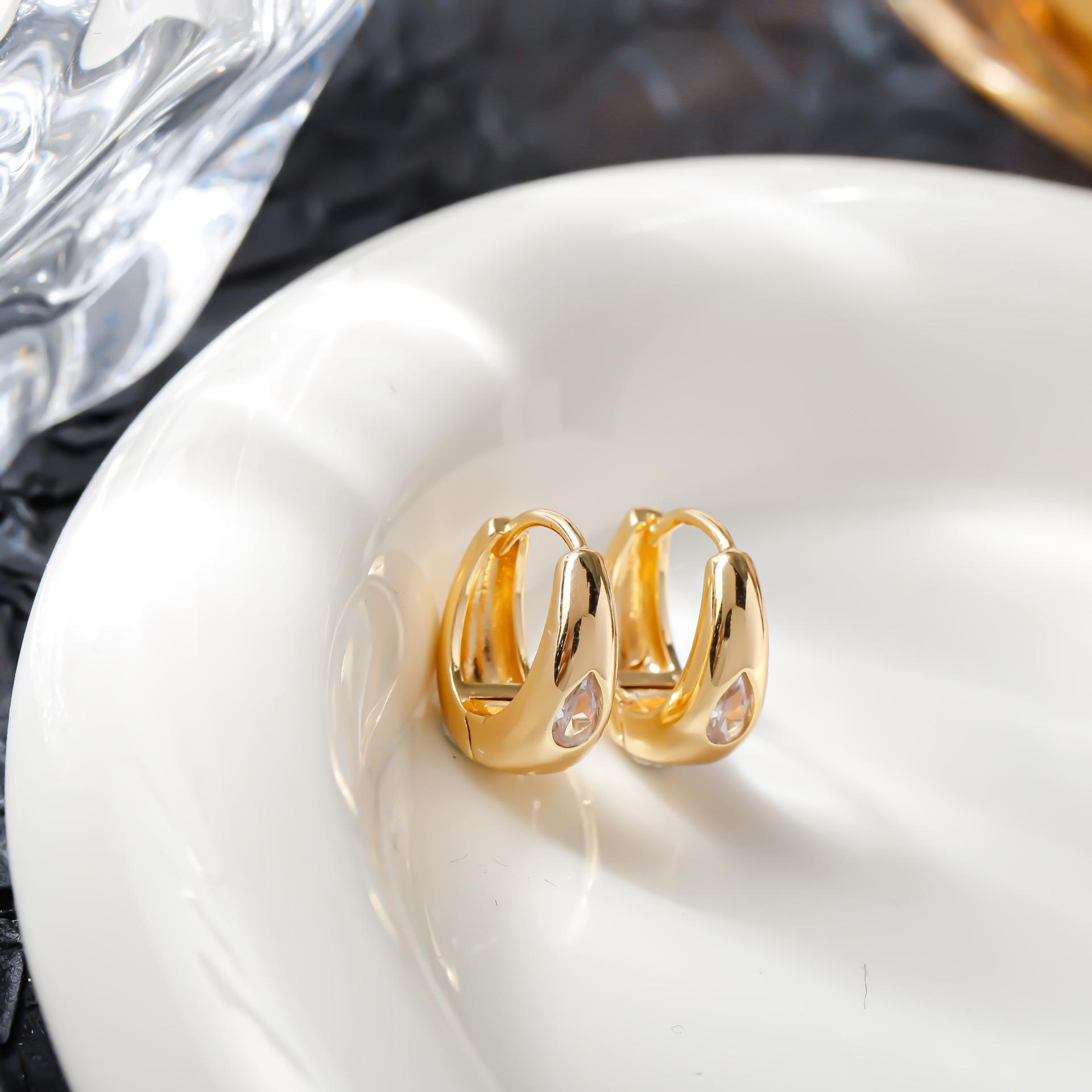 Large Face Hoop Earrings with Horse Eye Zirconia - Women s Round Arc Zirconia Earrings Jewelry