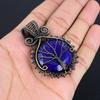 Blue Sapphire Pendant, Handmade Gemstone Pendant, 999 Copper Wire Wrapped  Pendant Antique Jewelry, For Engagement Gift