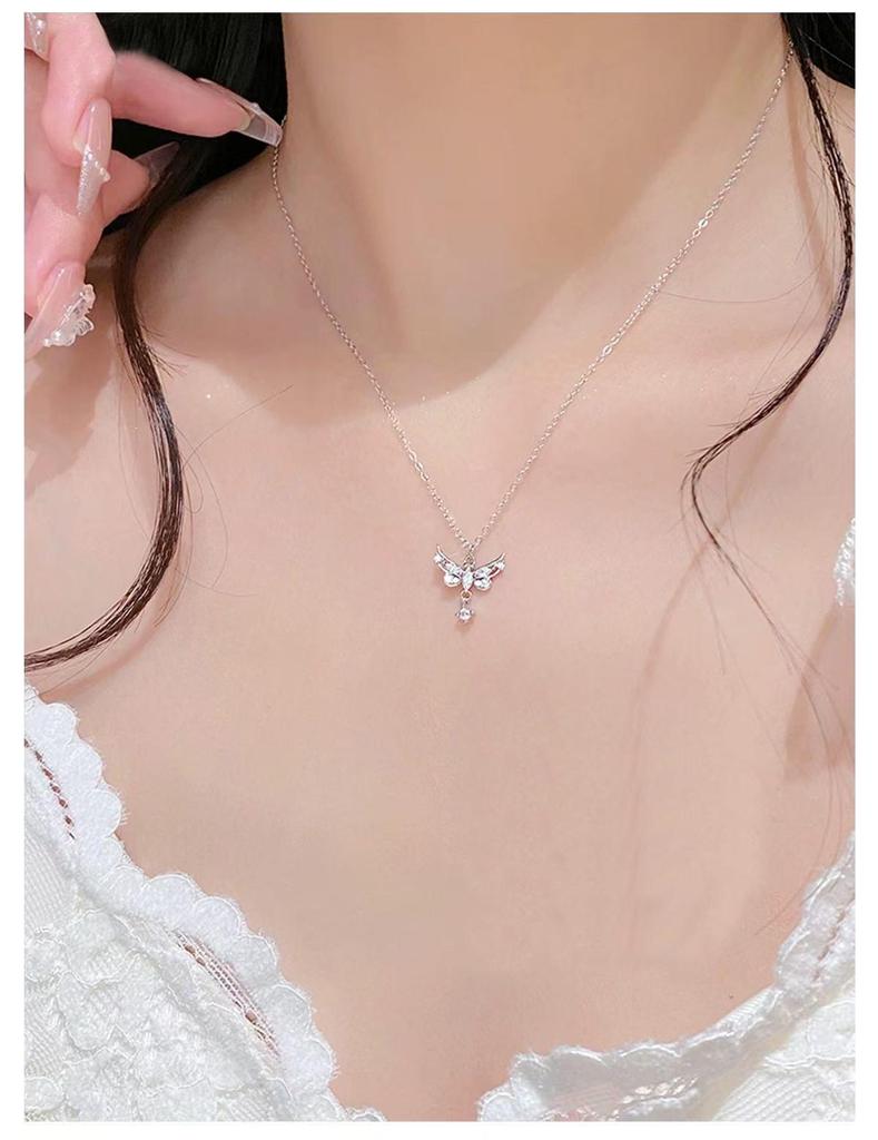 Vergoldete Schmetterling-Liebes-Anhänger-Halskette mit Quaste Schlüsselbein-Kette für Damen