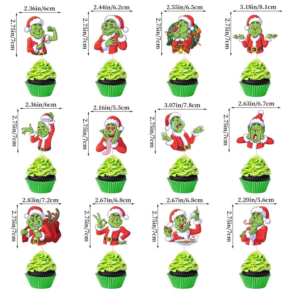 Christmas Theme Party Baking Decorative Cake Plug Merry Grinchmas Cake Plug-In Customization