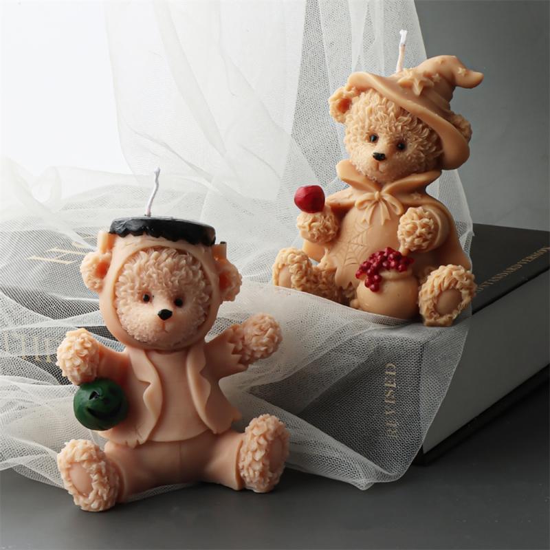 3D Bear Candle Mold Aromatherapy Candle Molds Epoxy Resin Wax Mould Handcrafted Gypsum Ornaments for Craft Enthusiasts