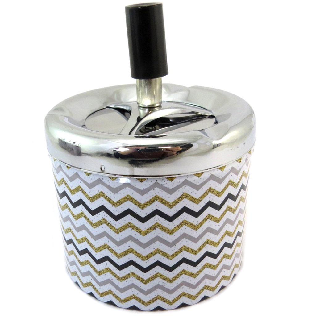 Les Trésors De Lily [P3547] - Cendrier métal 'Messages' blanc doré noir (Je l'écrase si je veux ! )