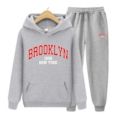 Felpa con Cappuccio e Maniche Lunghe con Tasca da Donna Brooklyn 1898 + Pantaloni Set Due Pezzi Tuta con Stampa Anime Pantaloni Jogger Abbigliamento