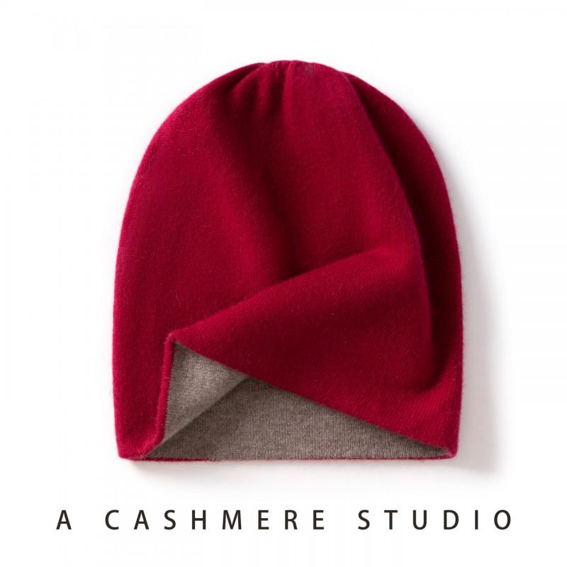 Double-Sided Cashmere Beanie Hat Men Women Winter Warm Knit Cap With Neck Protection