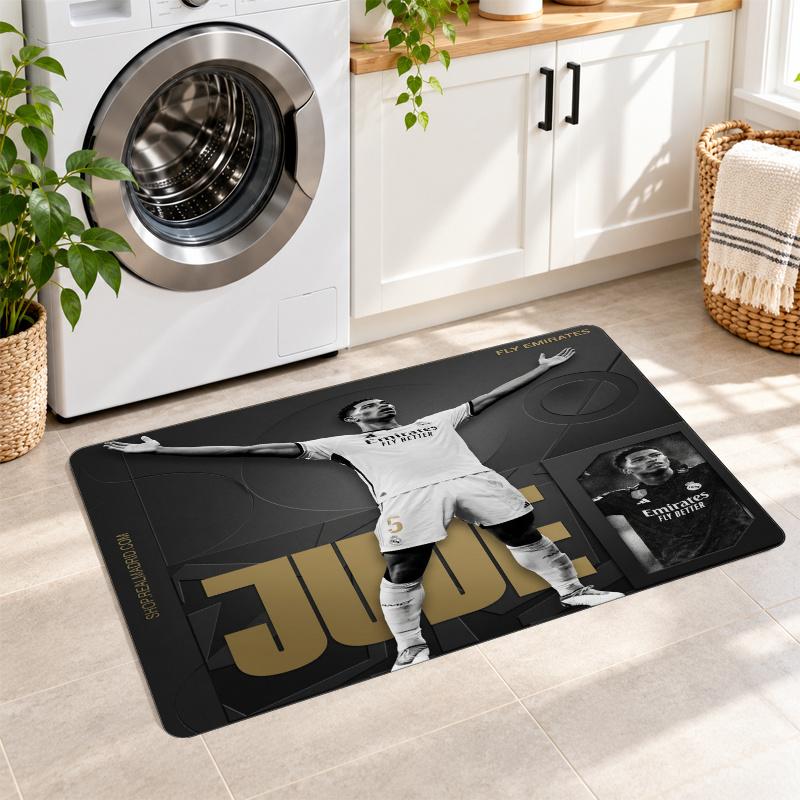Flannel Kitchen Mat Jude Bellingham Soft Area Rug Non Slip Floor Carpet Home Decoration