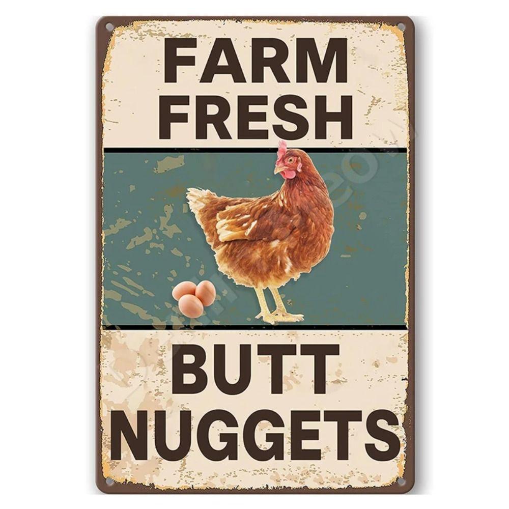 Vintage Chicken Coop Funny Sign, Farm Fresh Eggs Rustic Decor Plaque