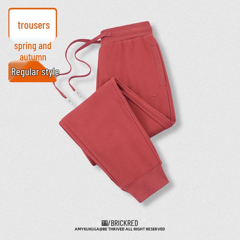 

Женские спортивные штаны с манжетами и высокой посадкой, цвета ржавчины, свободного кроя, для весны и осени 2025 S