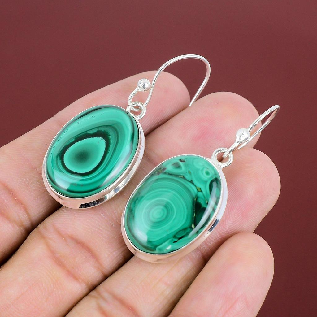 Malachite Earring 925 Sterling Silver Earring Gemstone Jewelry Handmade Earring Natural Malachite Jewelry Gift For Her Unique Design Earring