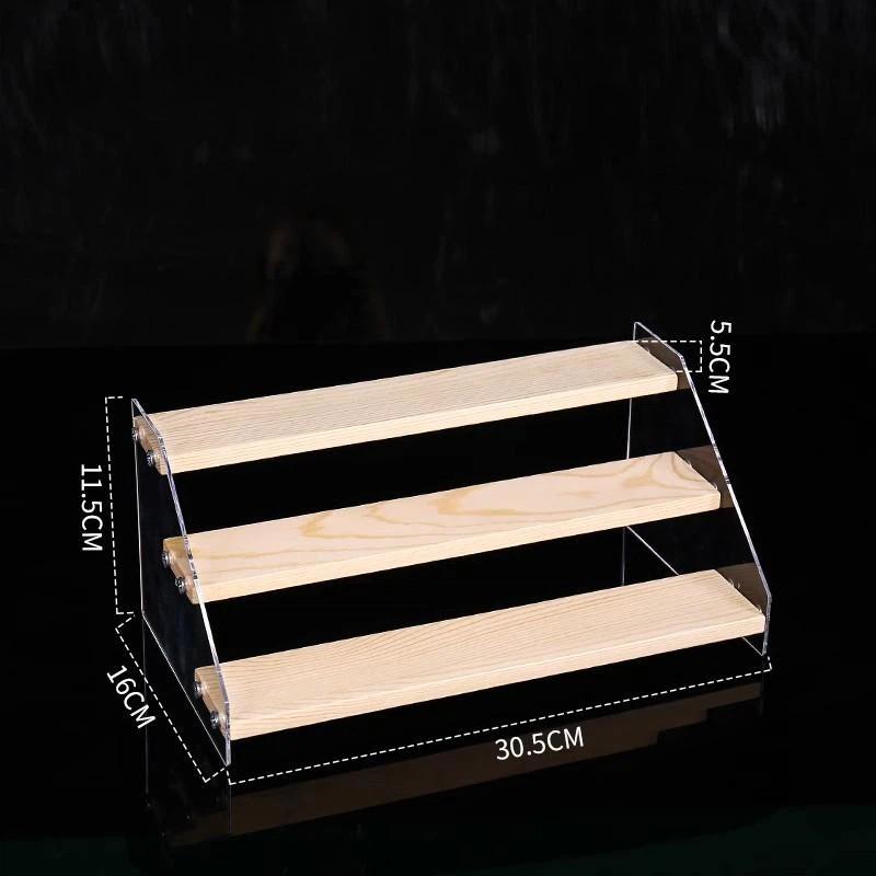 Acrylic Tiered Display Storage Shelf 2-5 Layers Wooden Ladder Organizer for Figure Collectible Showcase Use