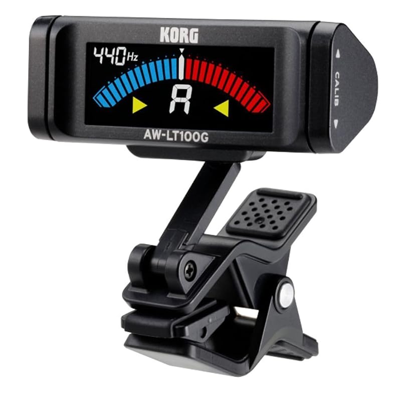 KORG AW-LT100G Guitar Clip Tuner with 100 Hours Continuous Battery Life, ±0.1 Cent Accuracy, Color Display, Strobe Tuning, 1 AAA Battery, Lightweight