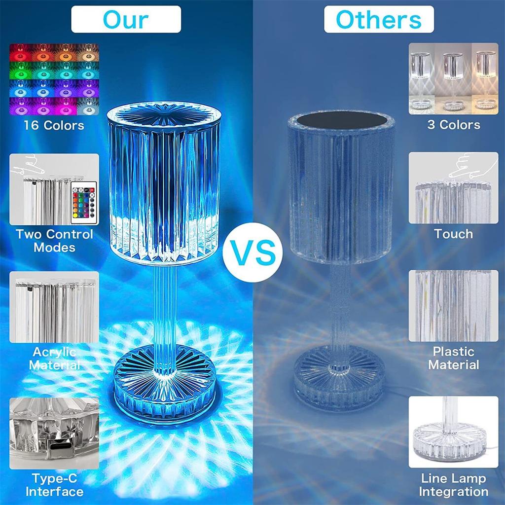Crystal Table Lamp Touch Remote Control Acrylic Night Lamp Room Lights Home Decoration For Bedroom Office Bar Wedding