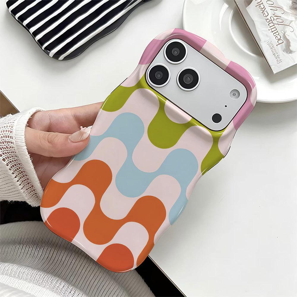 Temu Hot-selling List Irregular Big Wave iPhone14promax Summer Mobile Phone Case Heat Transfer Film Case