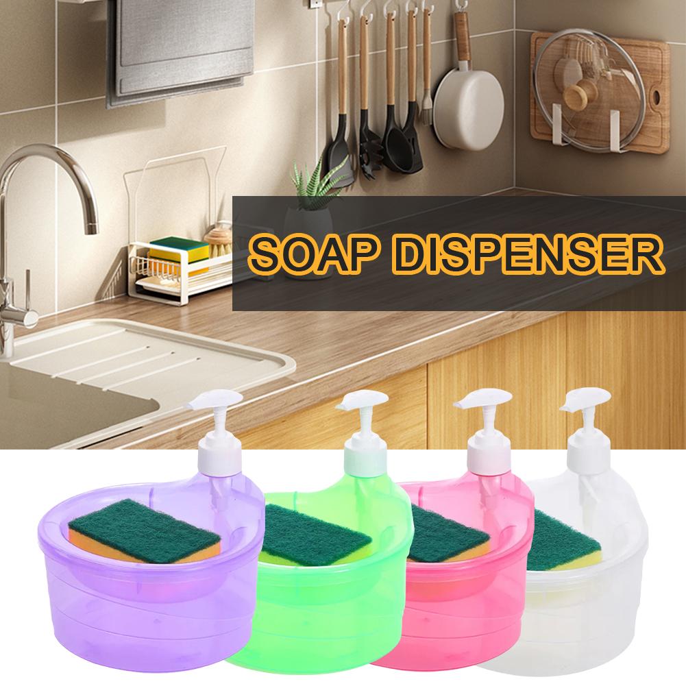 Dishwasher Dispenser Sponge Holder Washing Soap Dispenser 2 In 1 Washing Up Liquid Dispenser With Sponge Dish Soap Dispenser