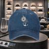 Kompass Anker gewaschener Denim Baseballkappe Unisex verstellbar Vintage Print Outdoor Freizeitkappe