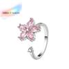 Rotating Design Rotating Ring Zircon Flower Female Ring Cherry Blossom Ring Synthetic Zircon Niche Design Floral Synthetic Ring